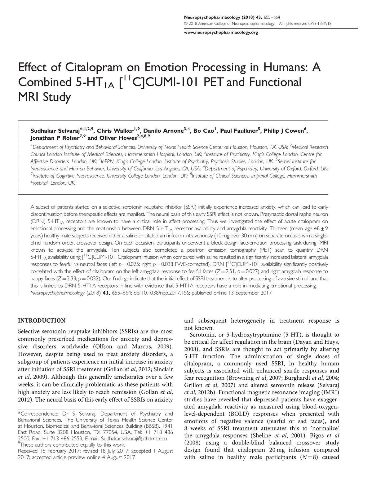 Npp2017 166 - notes - Effect of Citalopram on Emotion Processing in ...