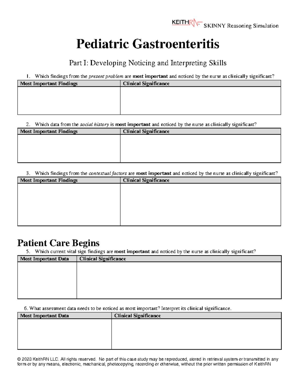 case study for gastroenteritis