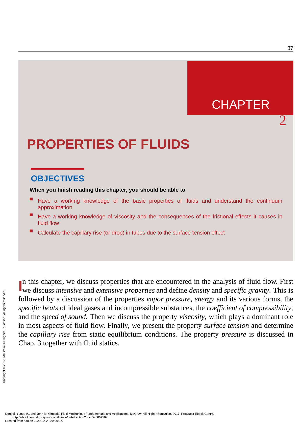 Fluid Mechanics Fundamentals and Applications - ( Chapter TWO ...