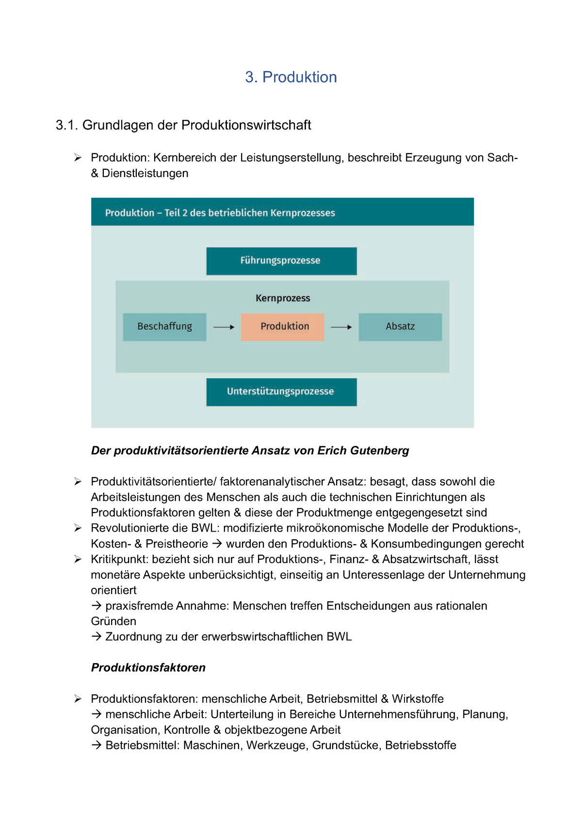 Lektion 3 BWL 2 - 3. Produktion 3. Grundlagen Der Produktionswirtschaft ...