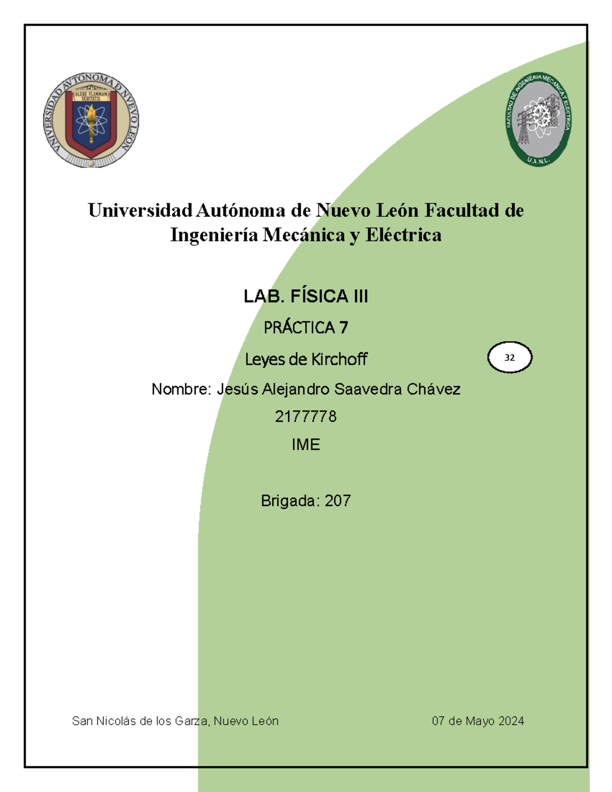 Pract 7 - LAB FIS III - Universidad Autónoma de Nuevo León Facultad de ...