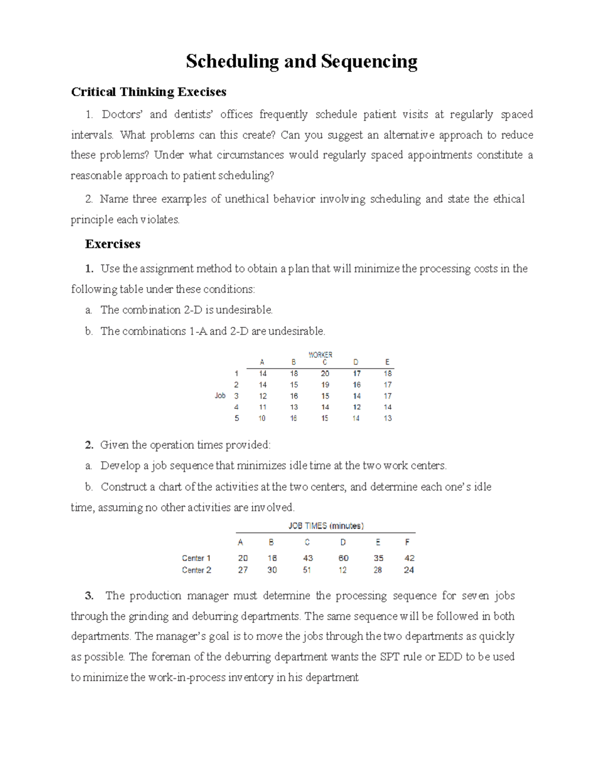 Scheduling and Sequencing Operations Management StuDocu
