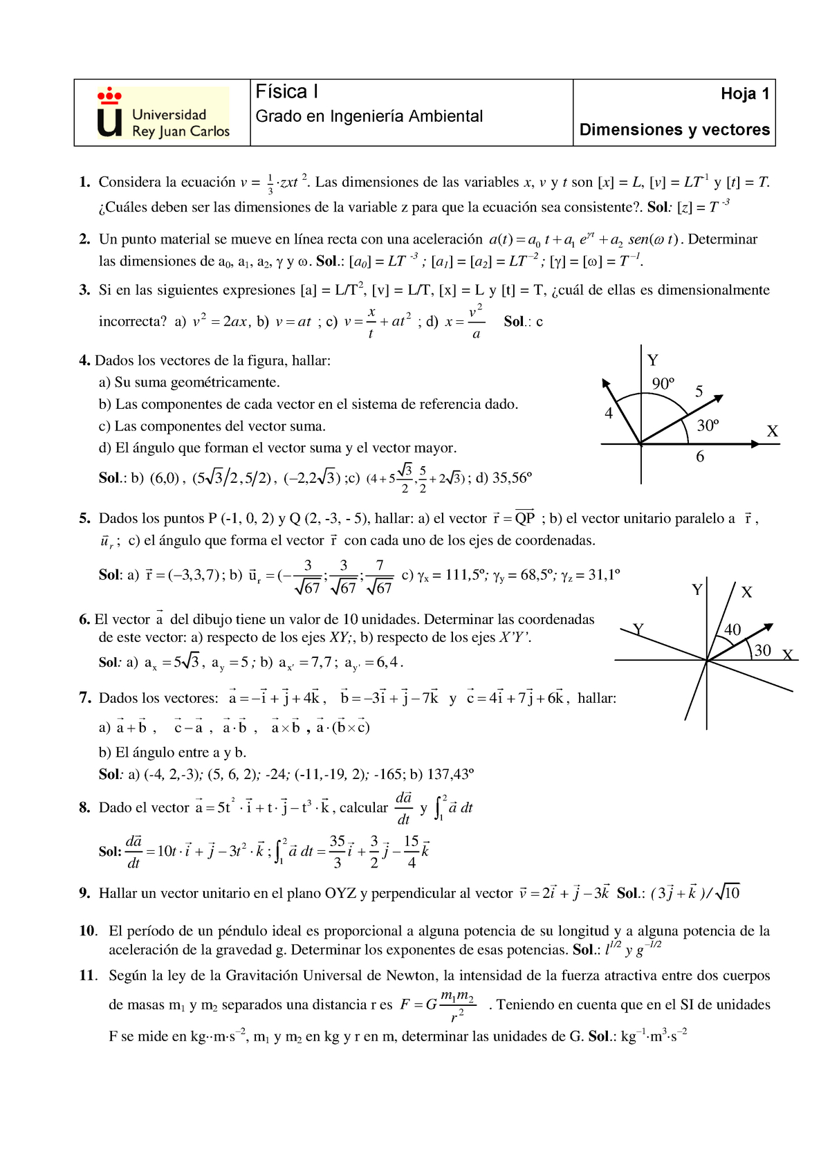 Hoja 1 Dimensiones Y Vectores Studocu