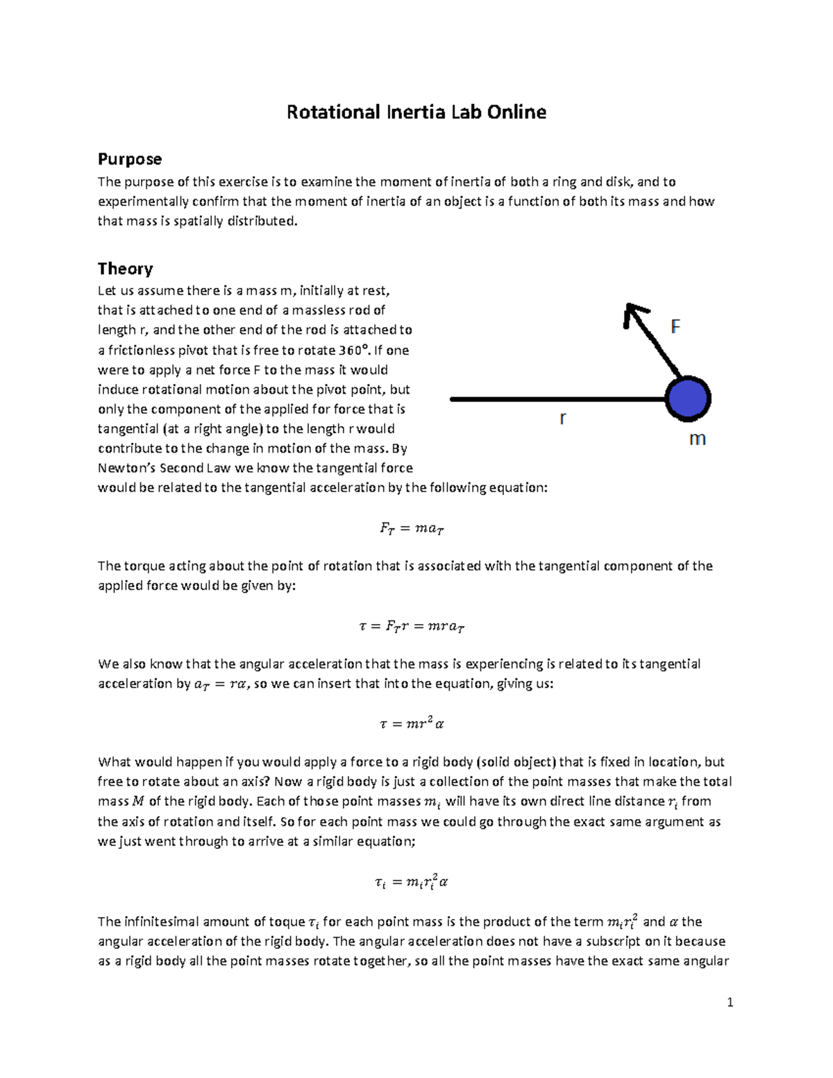 moment of inertia experiment analysis