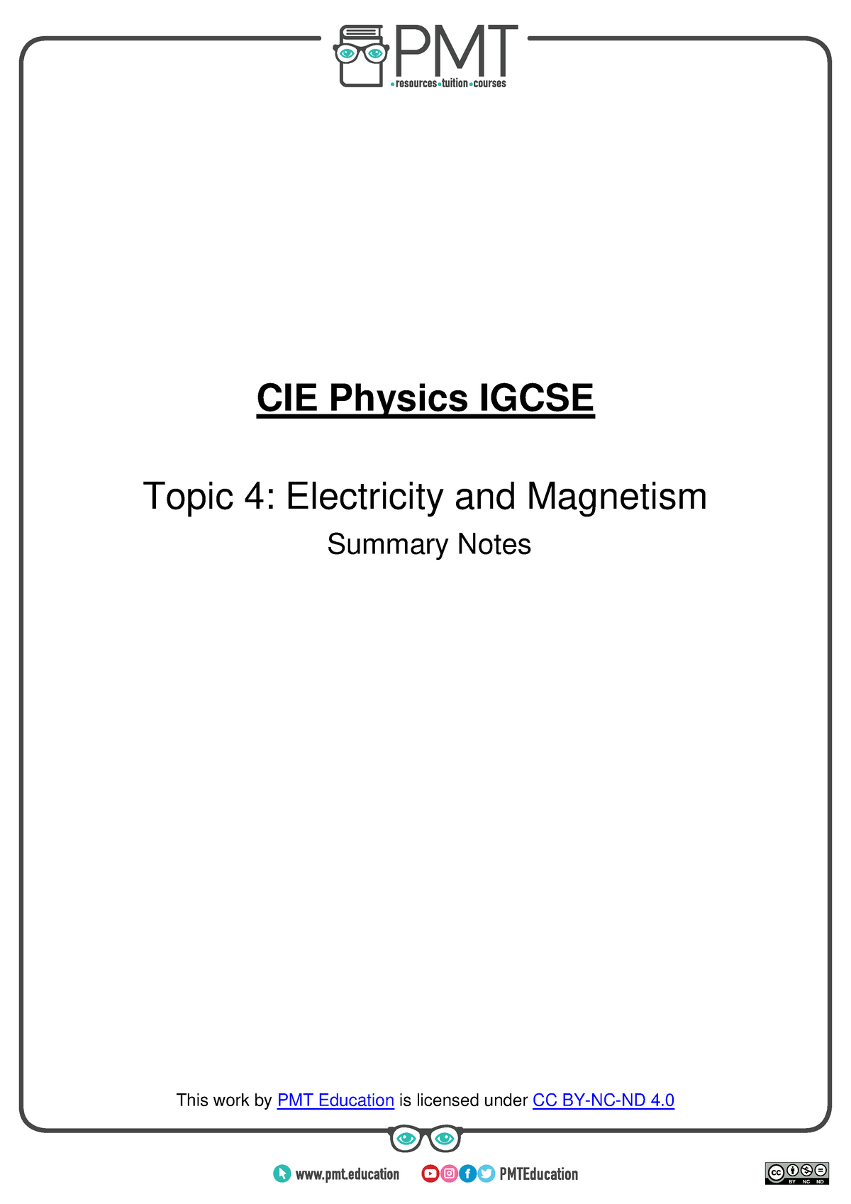 Summary Notes Elec And Mag - Bit/pmt-edu-cc Bit/pmt-cc CIE Physics ...