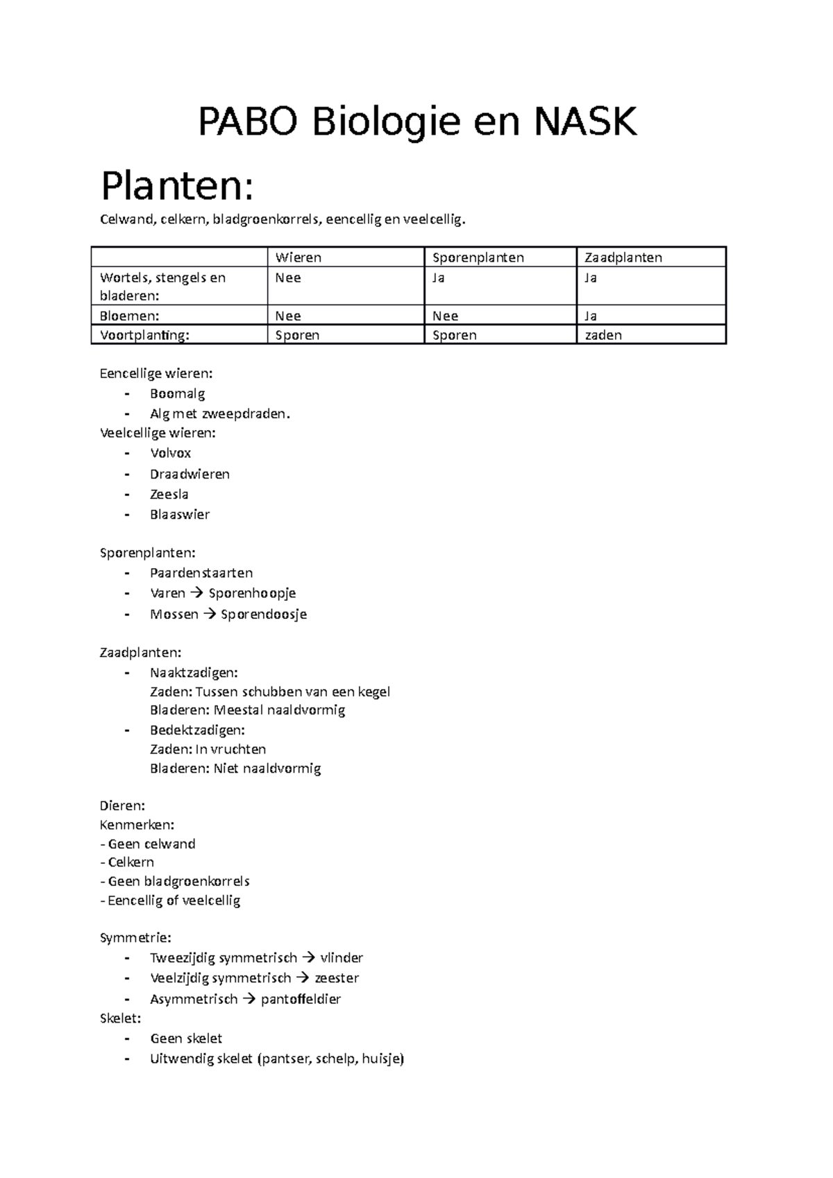 PABO Biologie En NASK - PABO Toelatingstoets Biolgie/nask Samenvatting ...