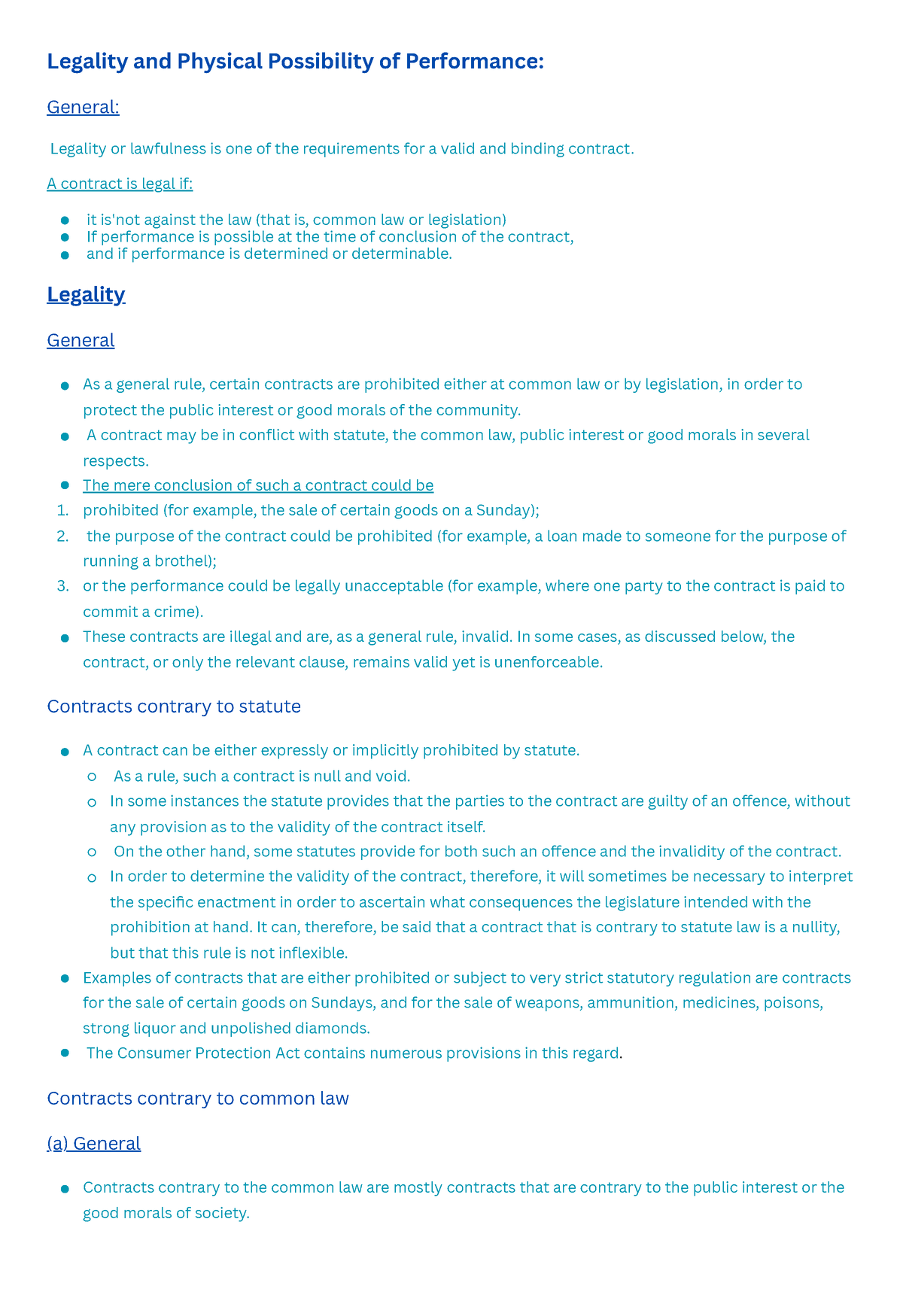 Law Study unit 1 study section 1 - Legality and Physical Possibility of ...