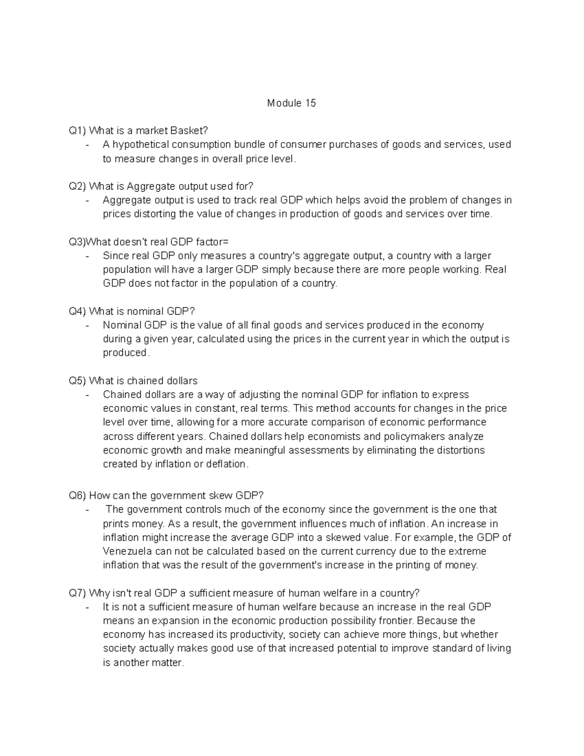 Module 15 Discussion - Module 15 Q1) What is a market Basket? A ...