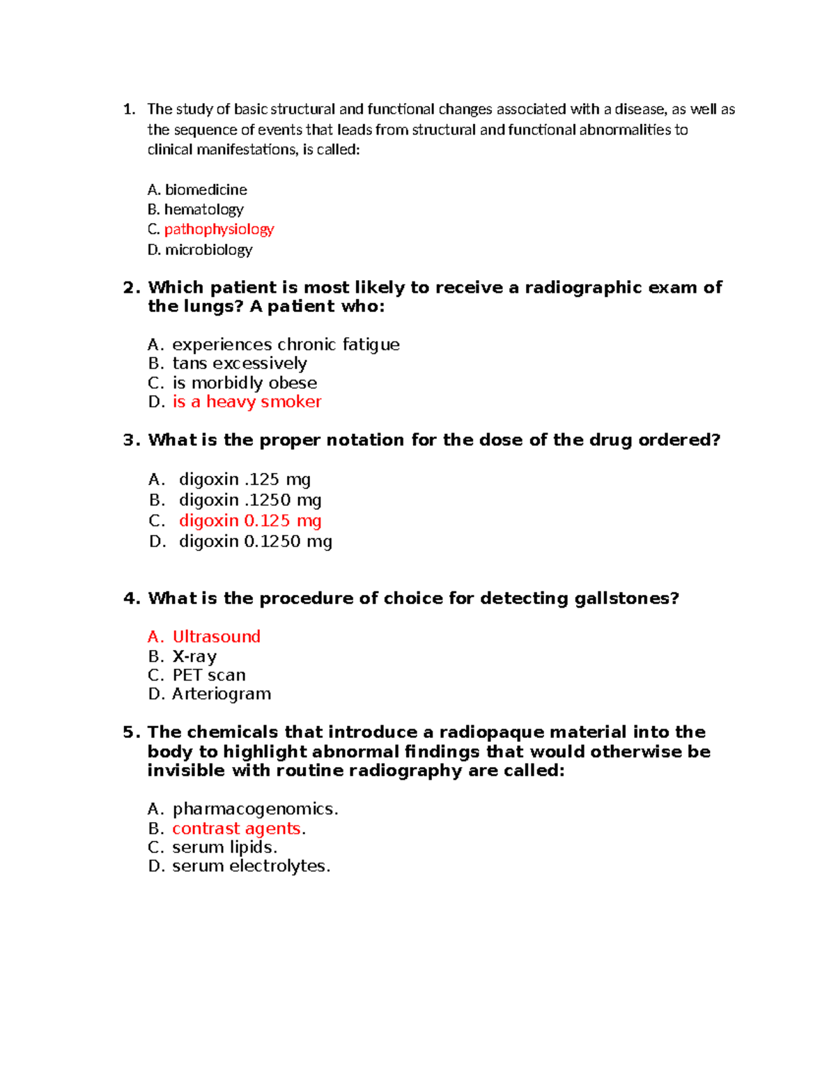 Sample questions Test 1 - The study of basic structural and functional ...