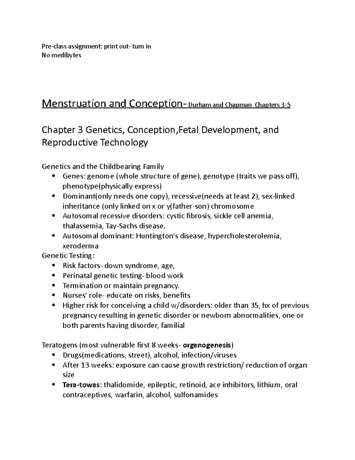 OB week 1 - lecture - Pre-class assignment: print out- turn in No ...