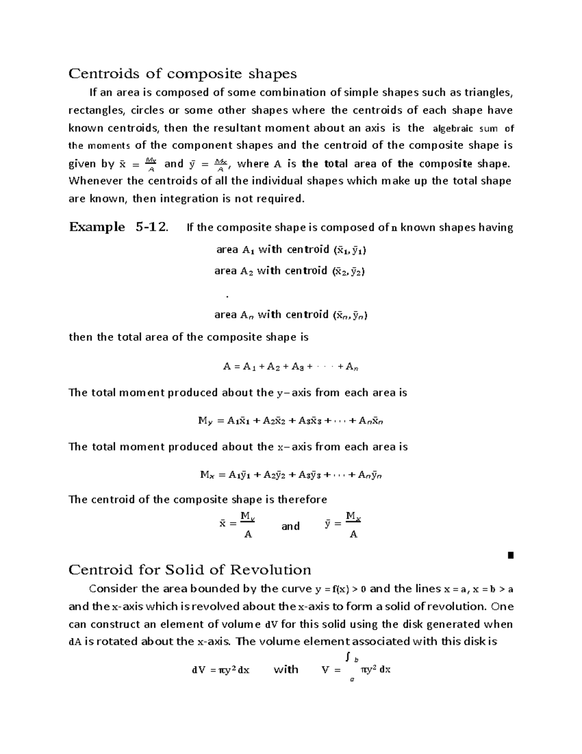 Applications of Calculus-5 - A A Centroids of composite shapes If an ...