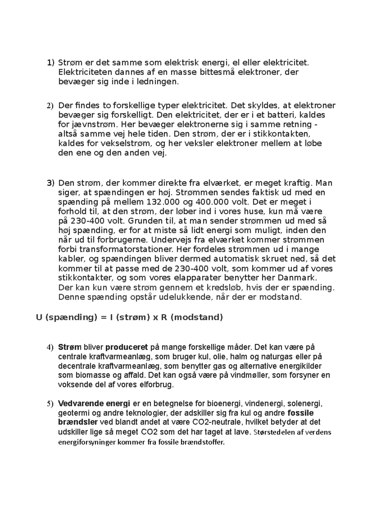 Bæredygtig - Strøm er det samme som elektrisk energi, el eller ...