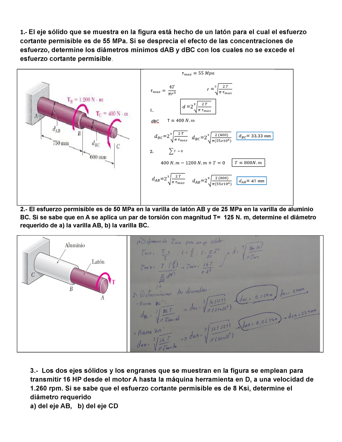 Ejercicios Propust - Examen - 1.- El Eje Sólido Que Se Muestra En La ...