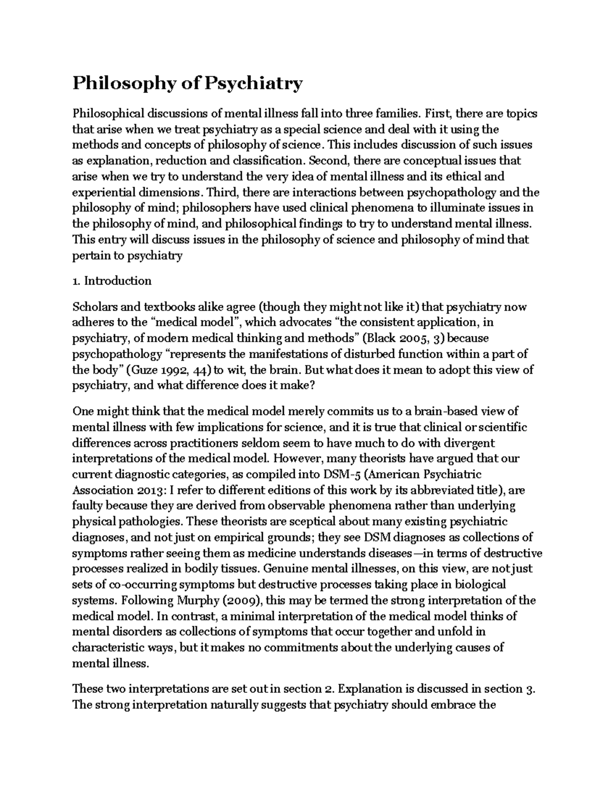 Lecture in Philosophy of Psychiatry Philosophy of Psychiatry