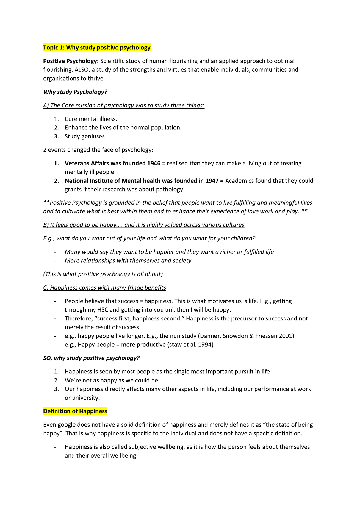 positive psychology thesis topics