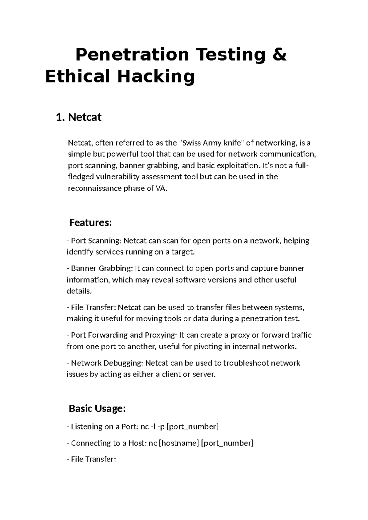Penetration Testing 2 - Netcat - Penetration Testing & Ethical Hacking ...