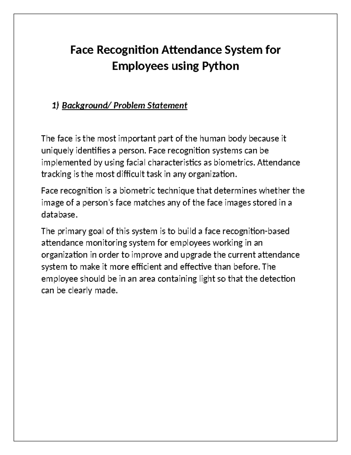 PY100 - Face Recognition Attendance System for Employees using Python 1 ...