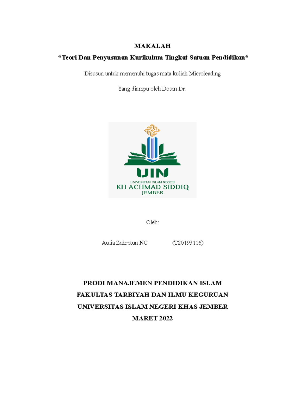 Makalah Microleading - MAKALAH “Teori Dan Penyusunan Kurikulum Tingkat ...