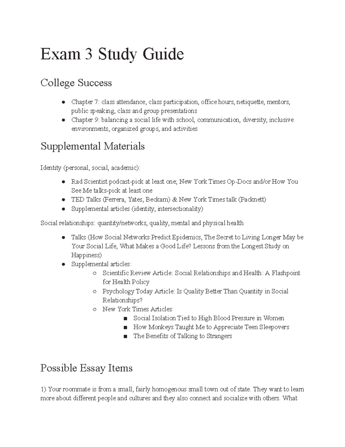 PSY Exam 3 Study Guide - Exam 3 Study Guide College Success Chapter 7 ...