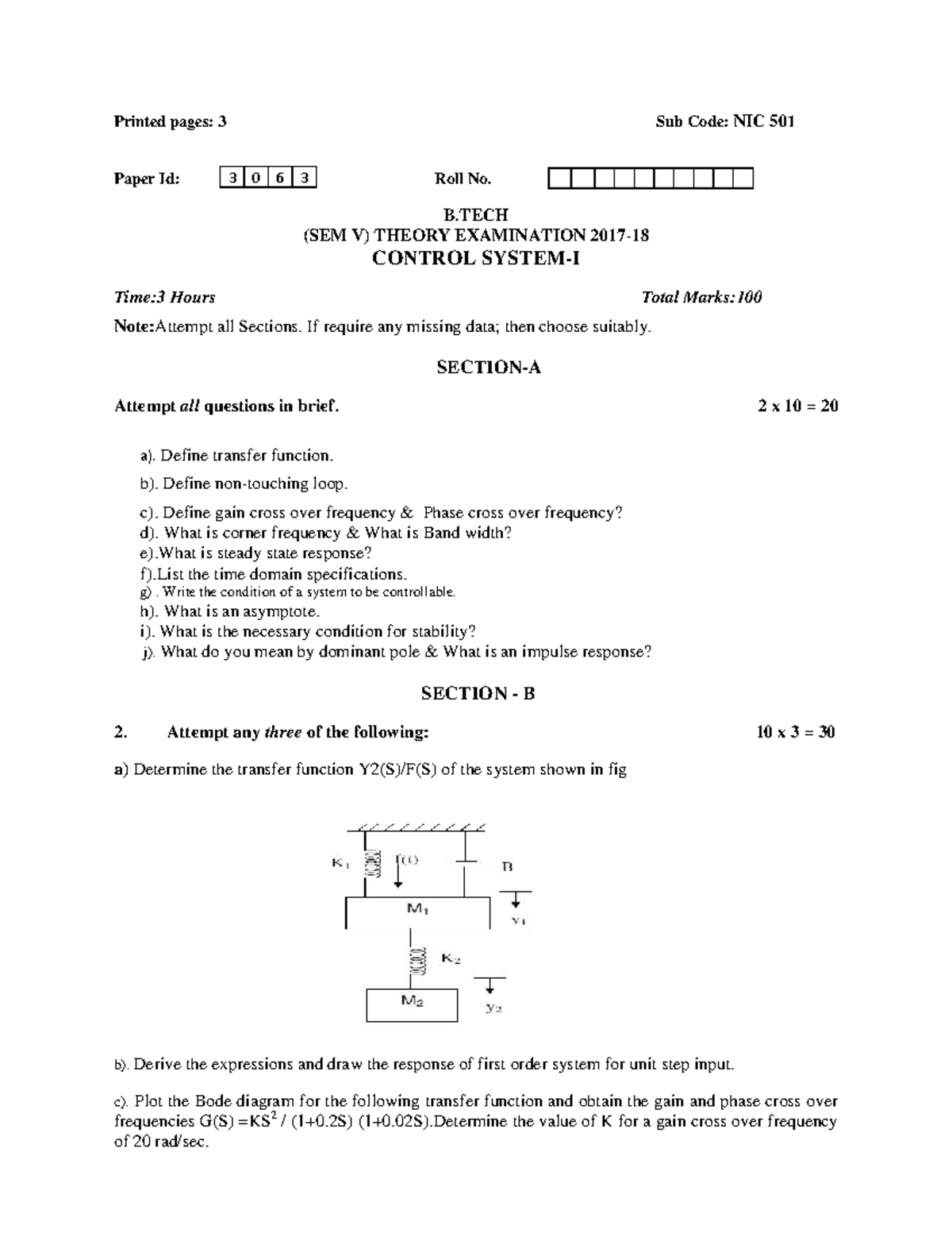 Control- System-I-NIC-501 2018-19 - Printed pages: 3 Sub Code: NIC 501 ...