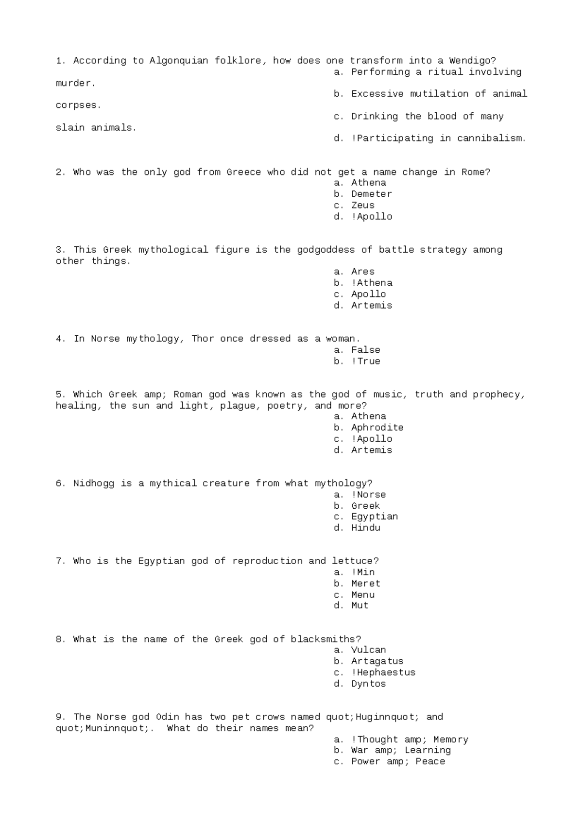 LAT203 Analysis 10 - Social science - According to Algonquian folklore ...