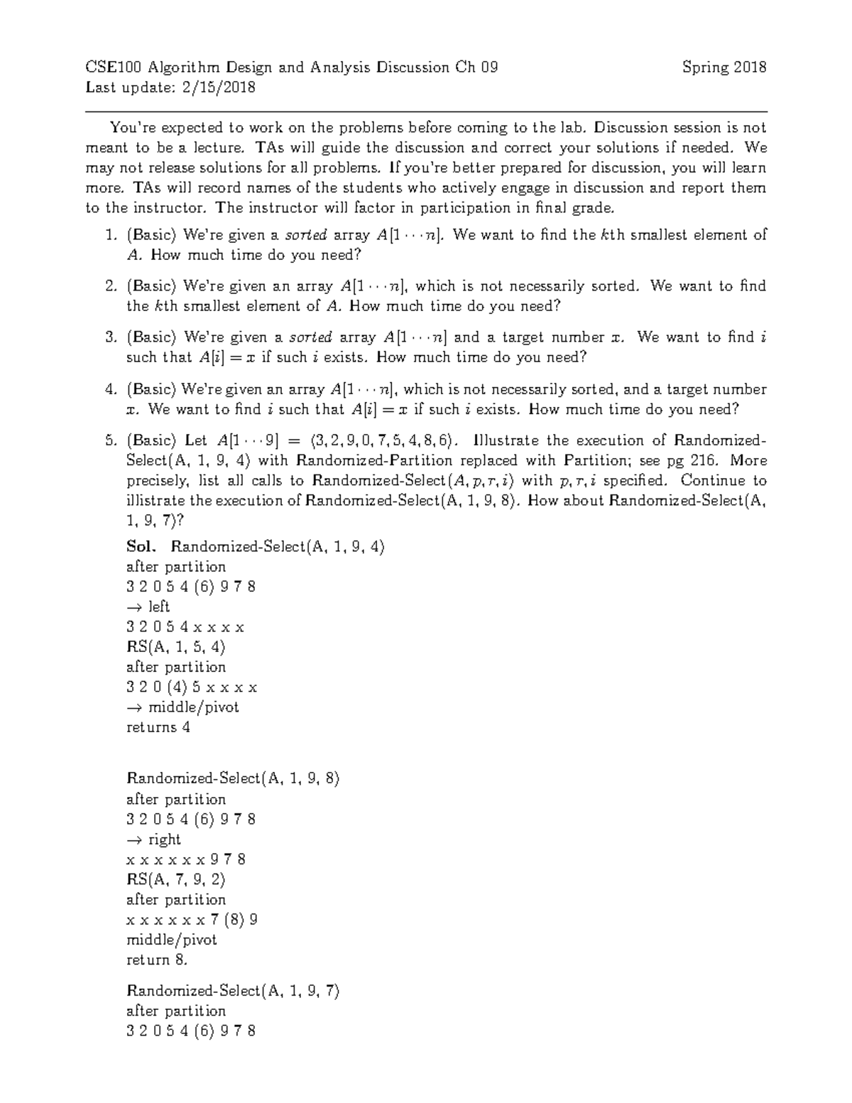 Algorithm Design and Analysis Discussion Ch 09 - Studocu