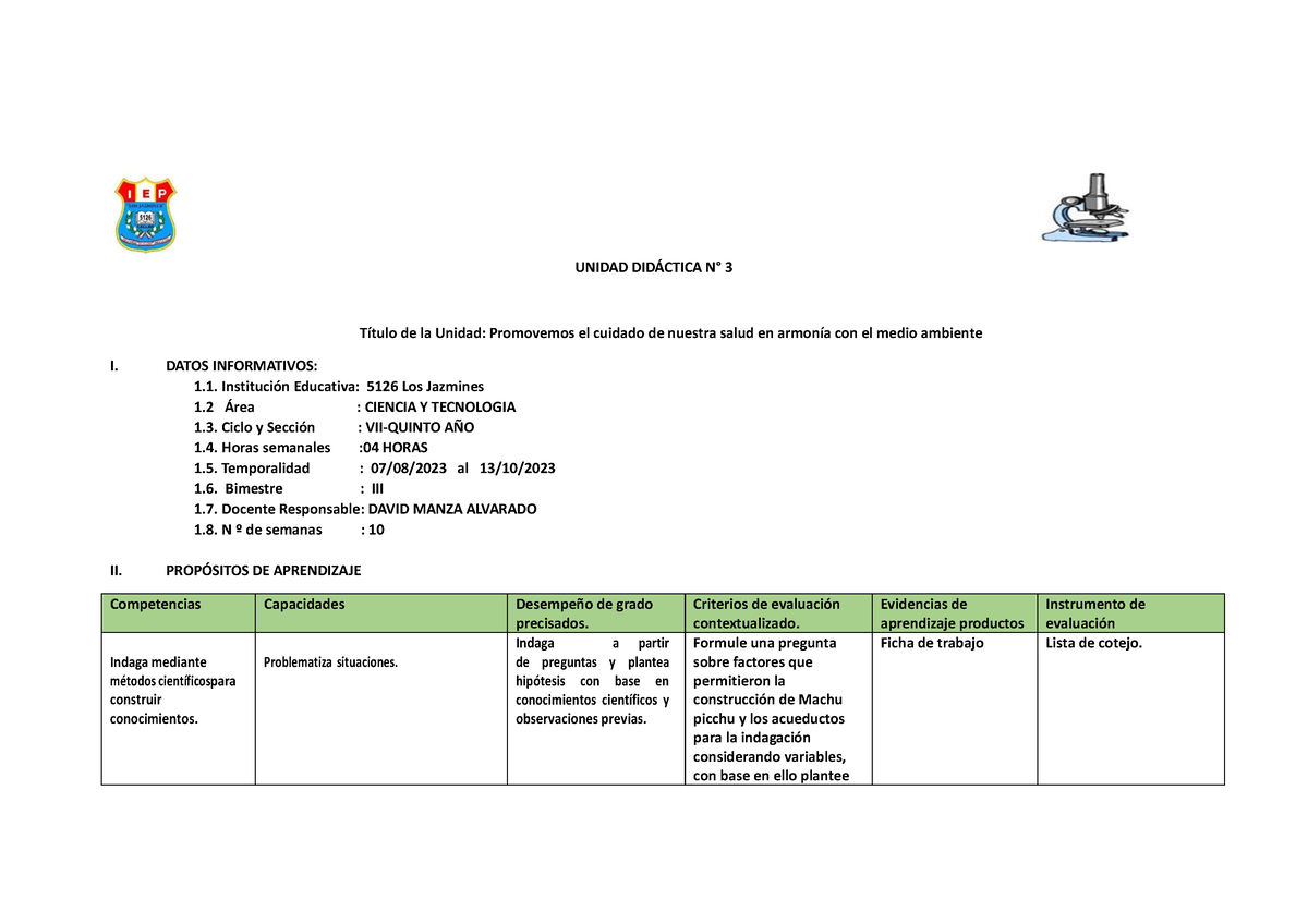 Terminado Unidad Did Ctica C Y T Unidad Didctica N T Tulo