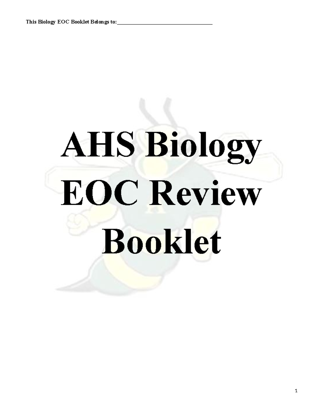 EOC Booklet DOC Quiz This Biology EOC Booklet Belongs to