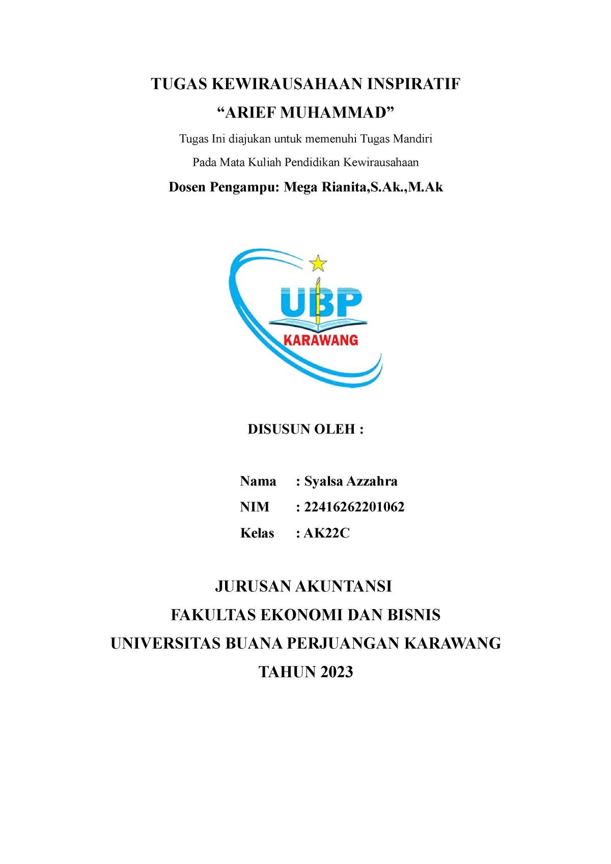 Tugas Kewirausahaan - TUGAS KEWIRAUSAHAAN INSPIRATIF “ARIEF MUHAMMAD ...