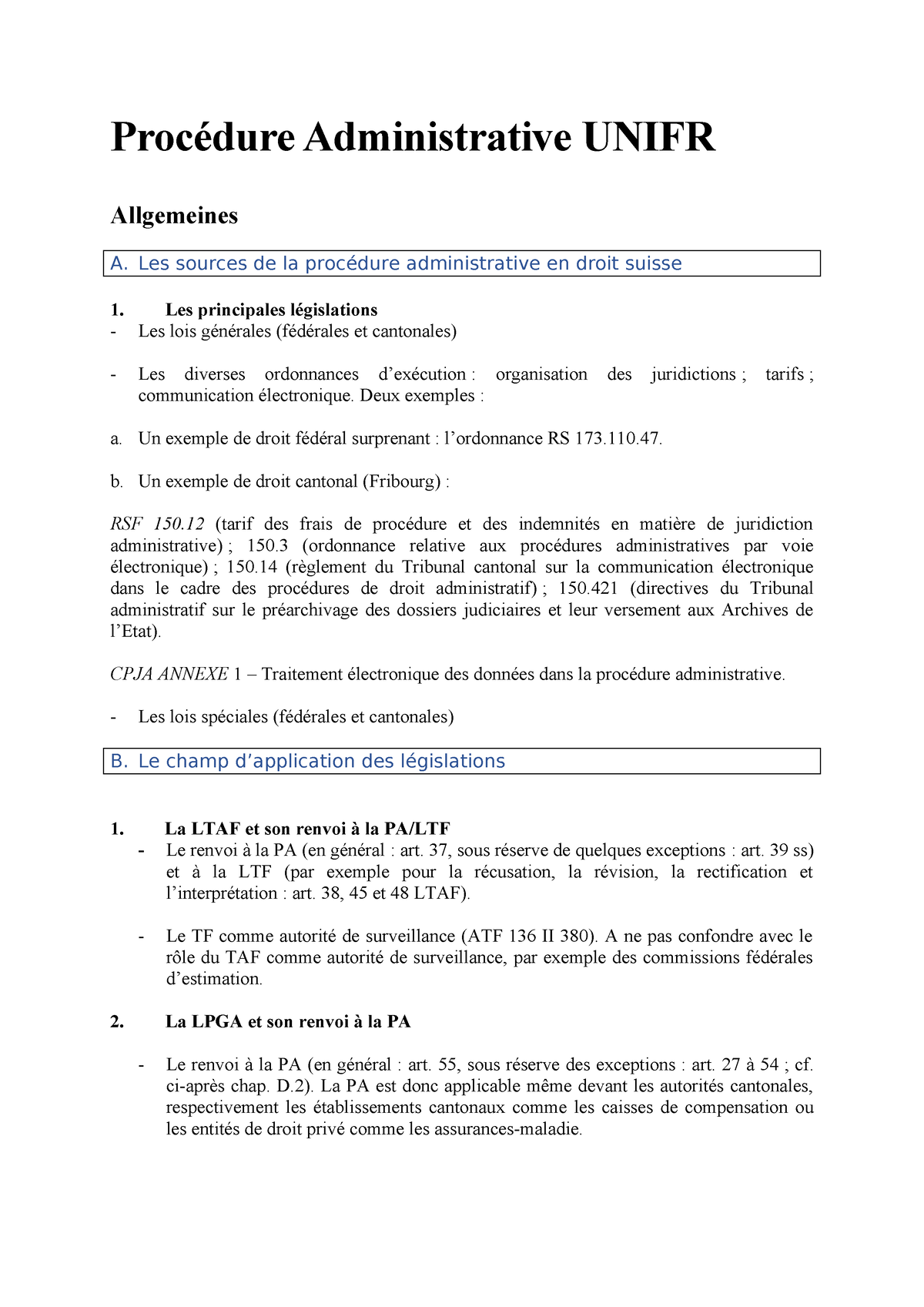 Procédure Administrative Unifr - Procédure Administrative UNIFR ...