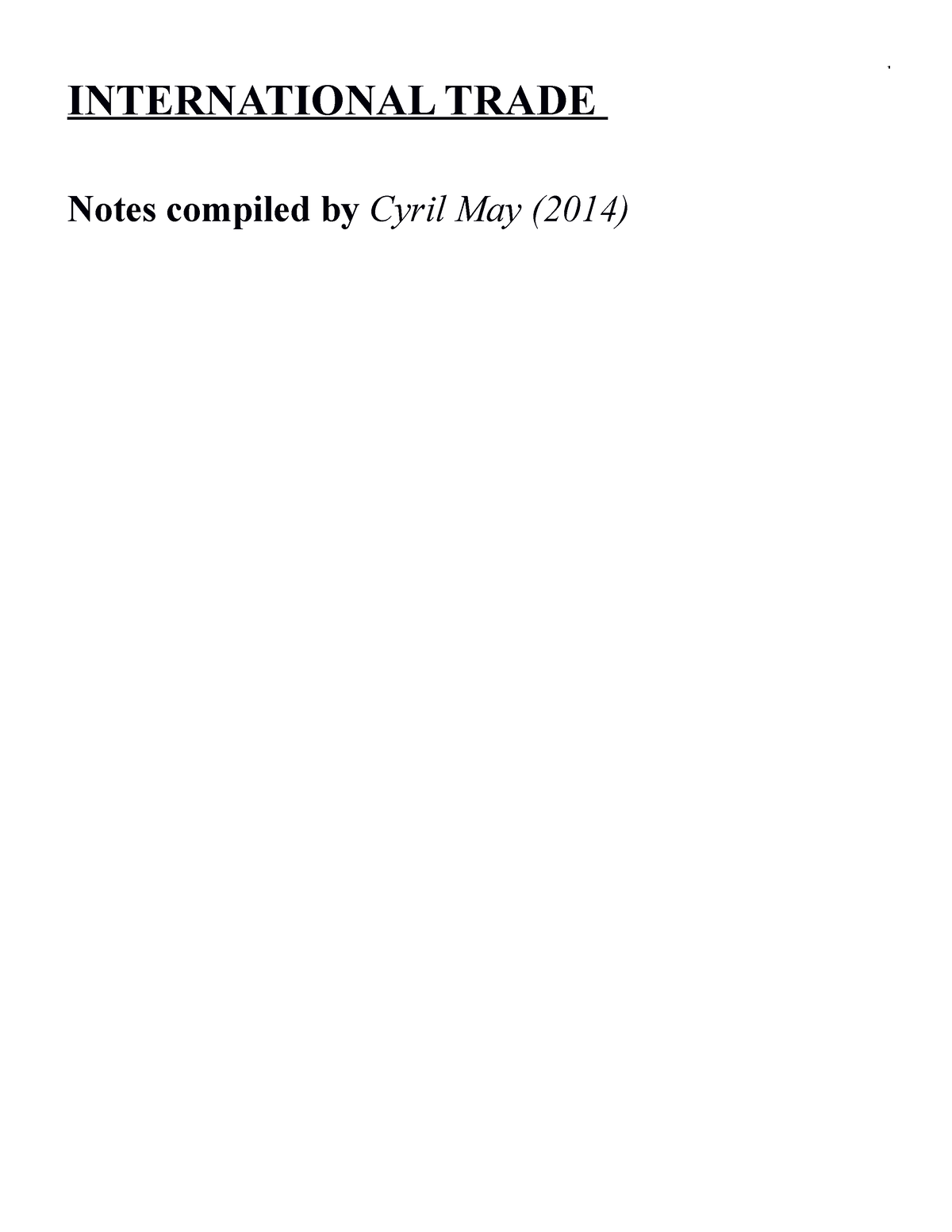 International Trade Notes (59 Pages) - INTERNATIONAL TRADE Notes ...