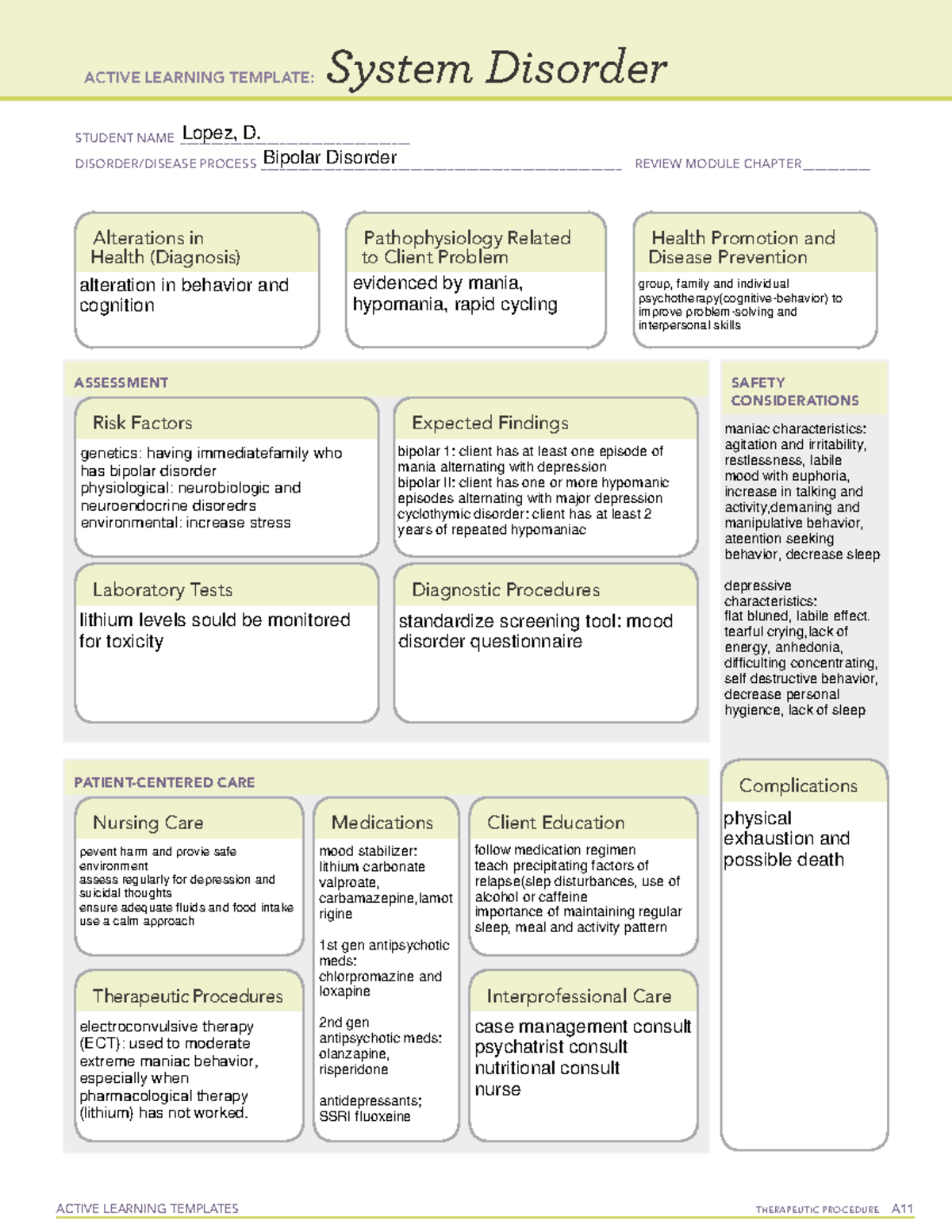 System disorder-bipolar disorder - ACTIVE LEARNING TEMPLATES ...