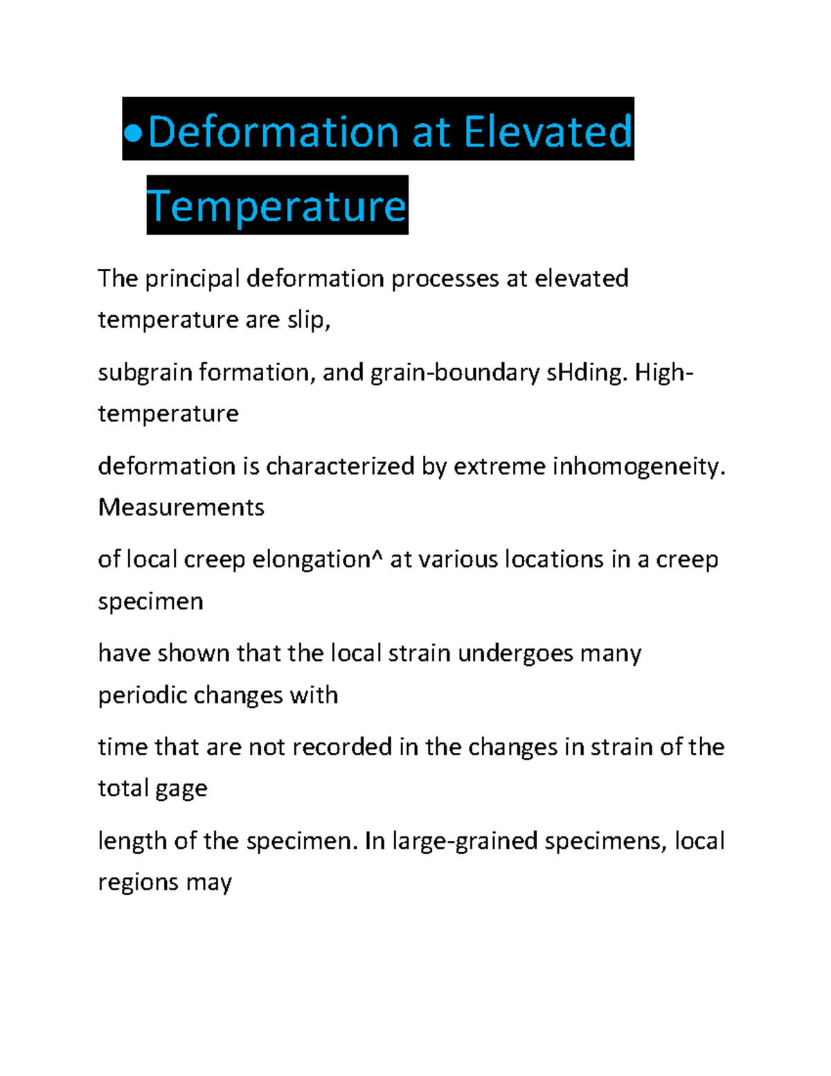 Deformation At Elevated Temperature - Deformation At Elevated ...