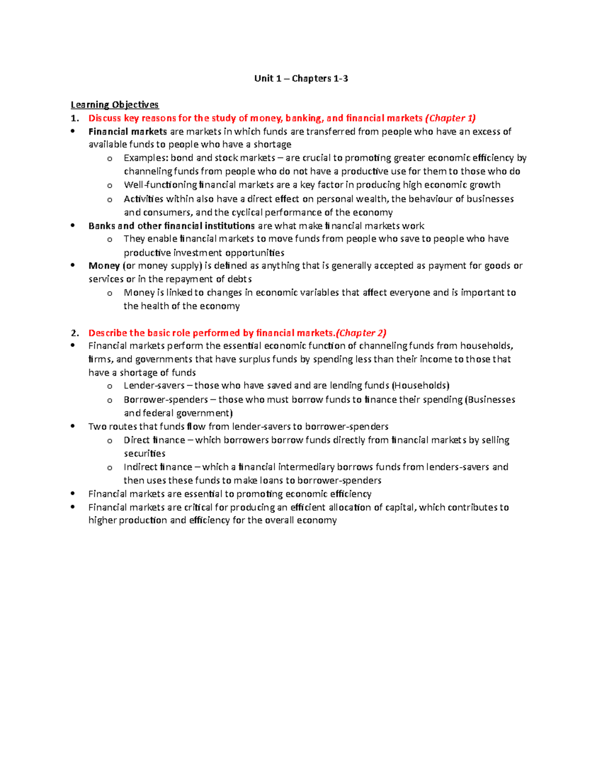 Unit 1 - ECON385 - Unit 1 Lesson Notes - Unit 1 – Chapters 1 ...