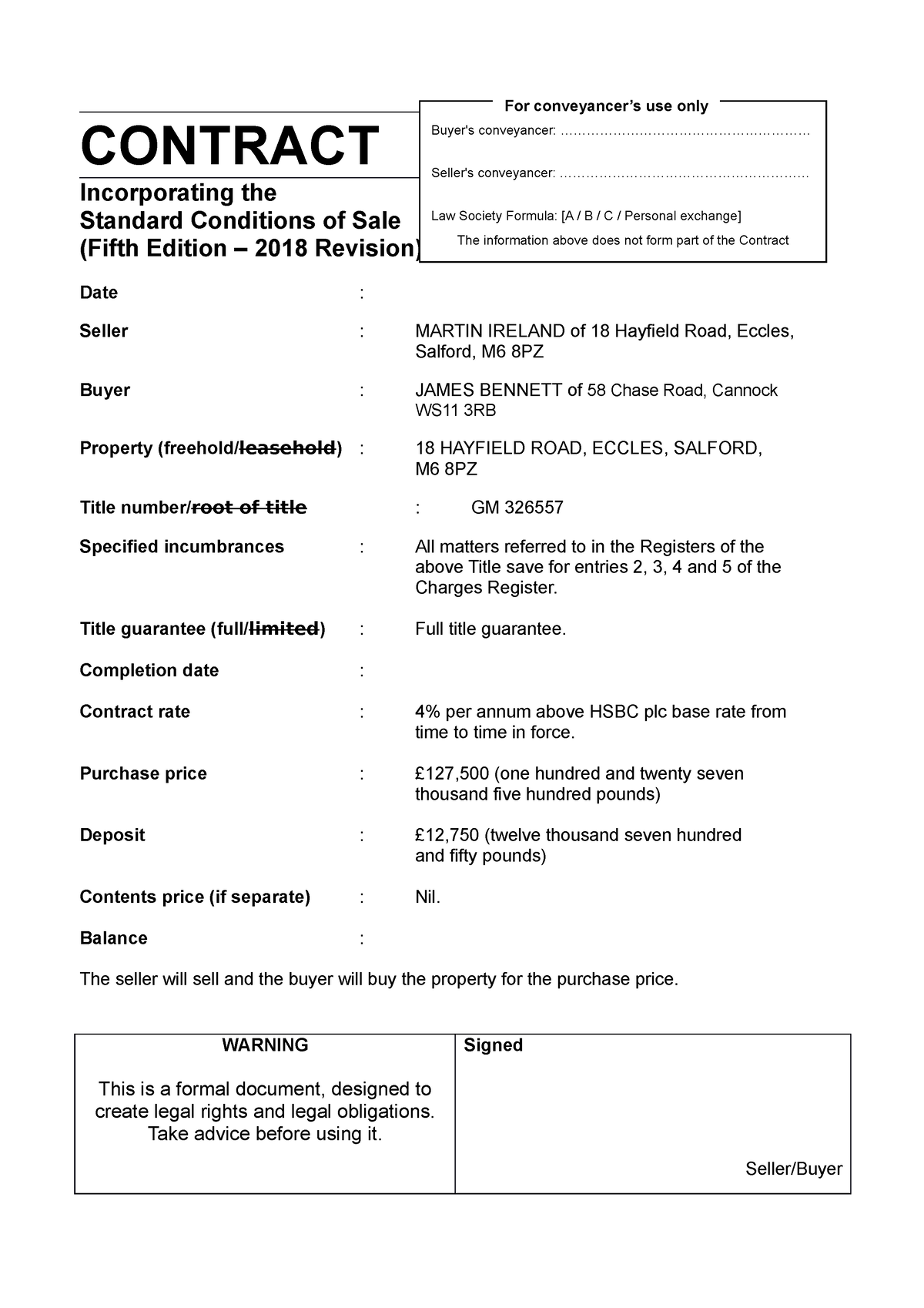 sale-contract-final-version-contract-incorporating-the-standard