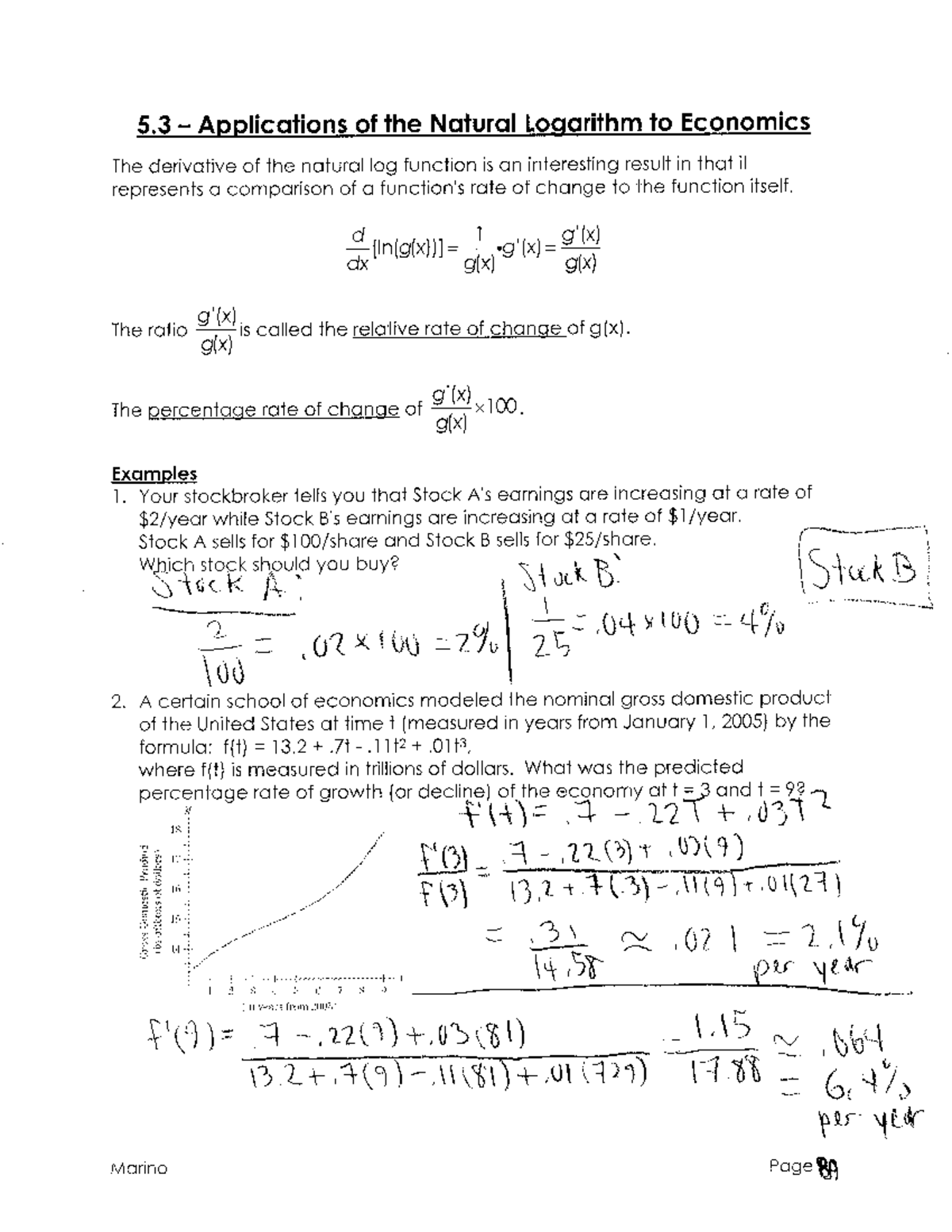 Applications of the Natural Log to Economics - 5 - Applications of the ...