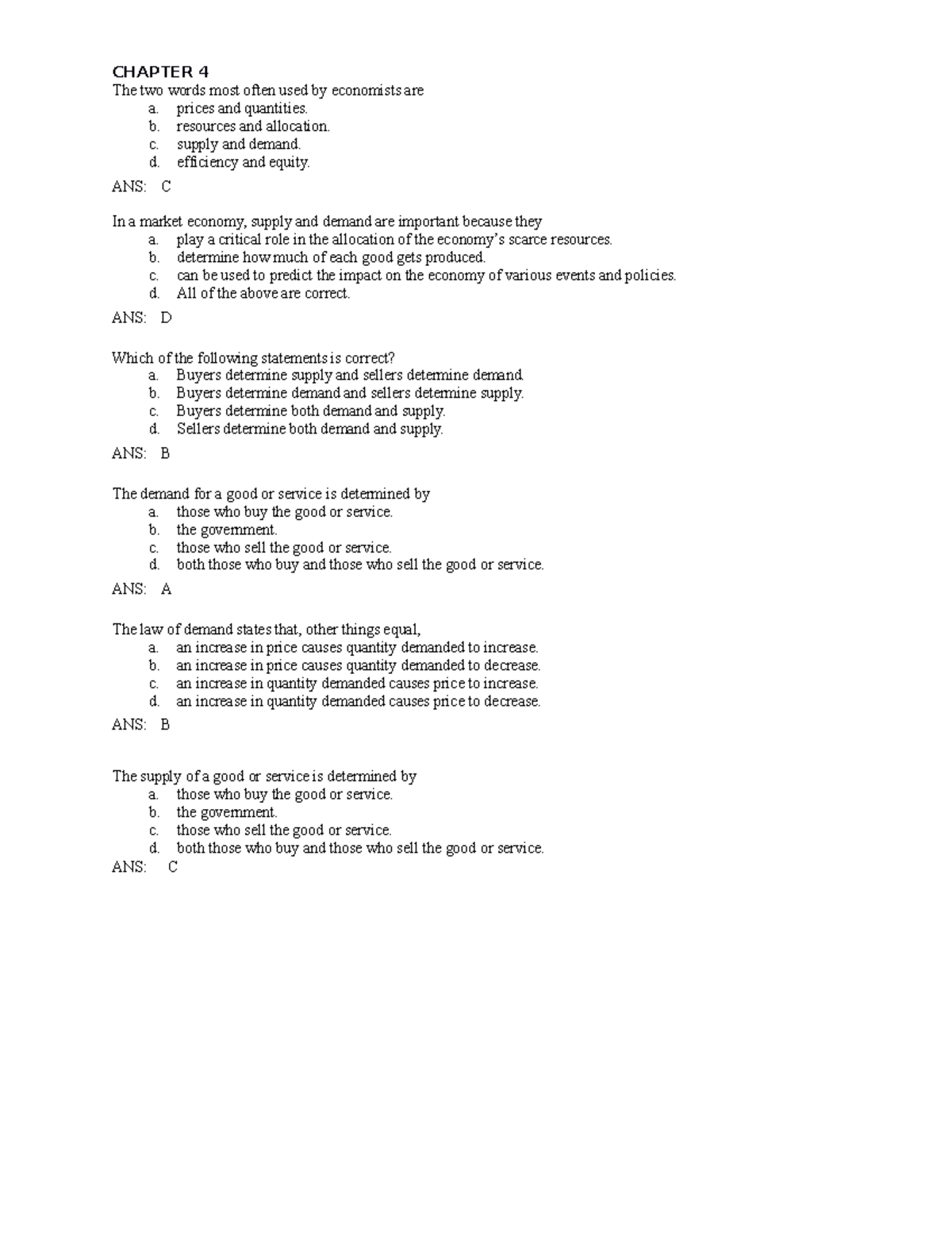 ECO111-Review Answers Economic final exam questions - CHAPTER 4 The two ...