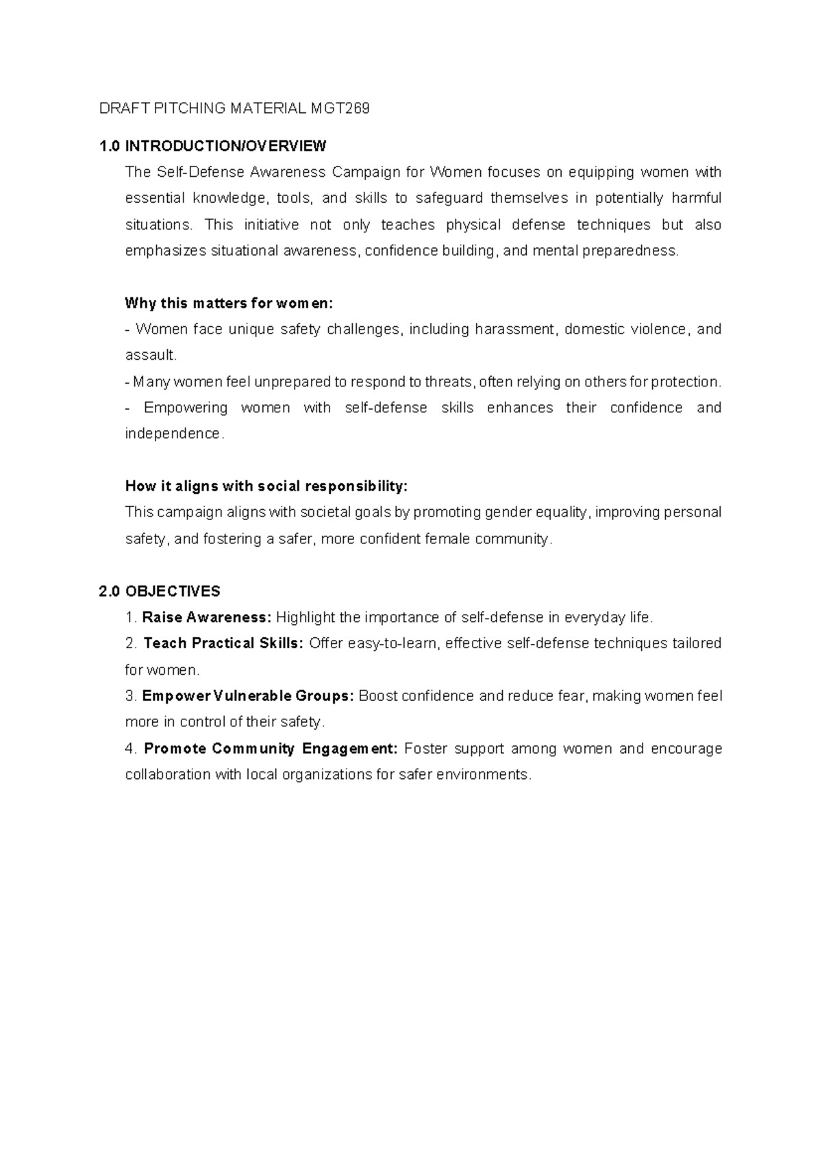 Draft Pitching Material MGT269 - DRAFT PITCHING MATERIAL MGT 1 ...