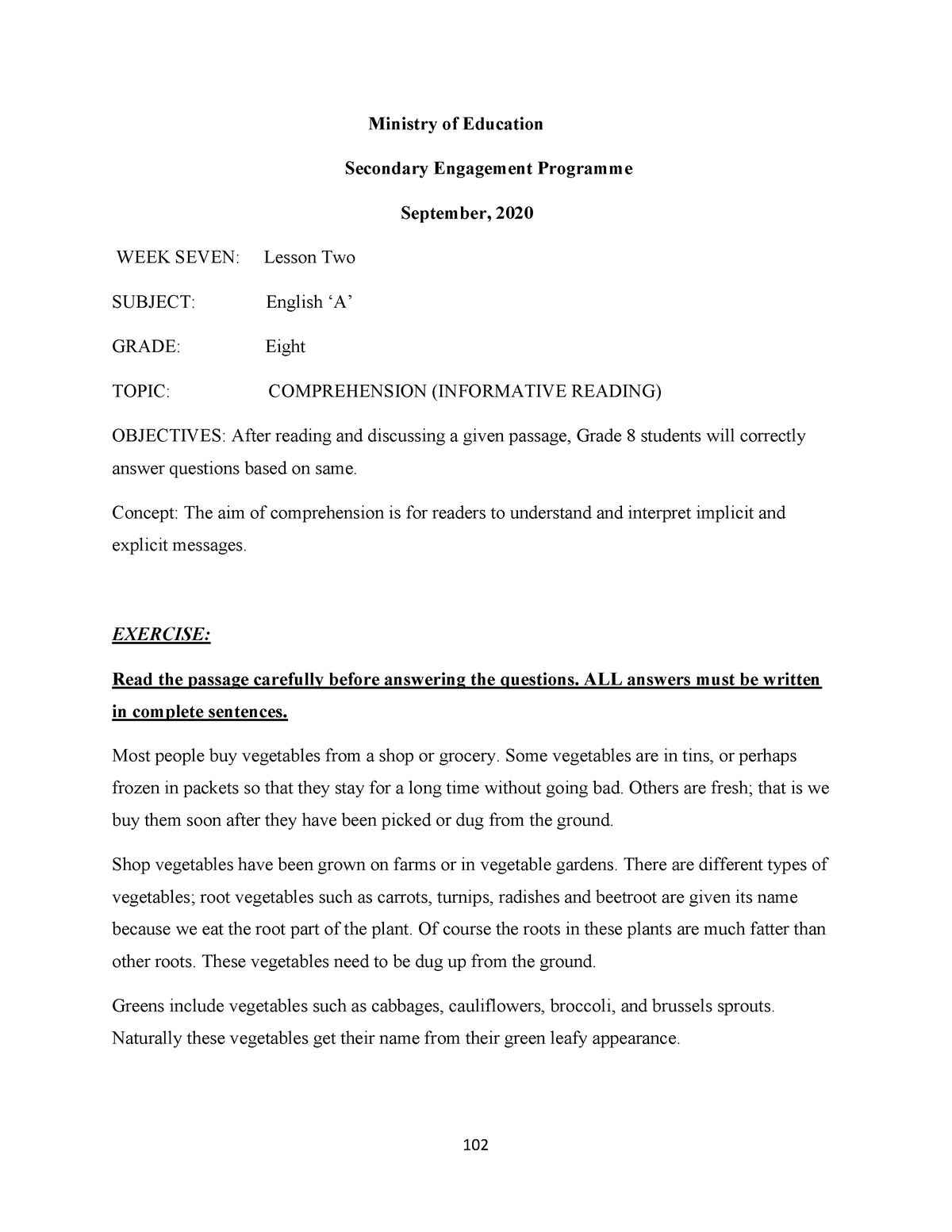 English Language - Ministry of Education Secondary Engagement Programme ...