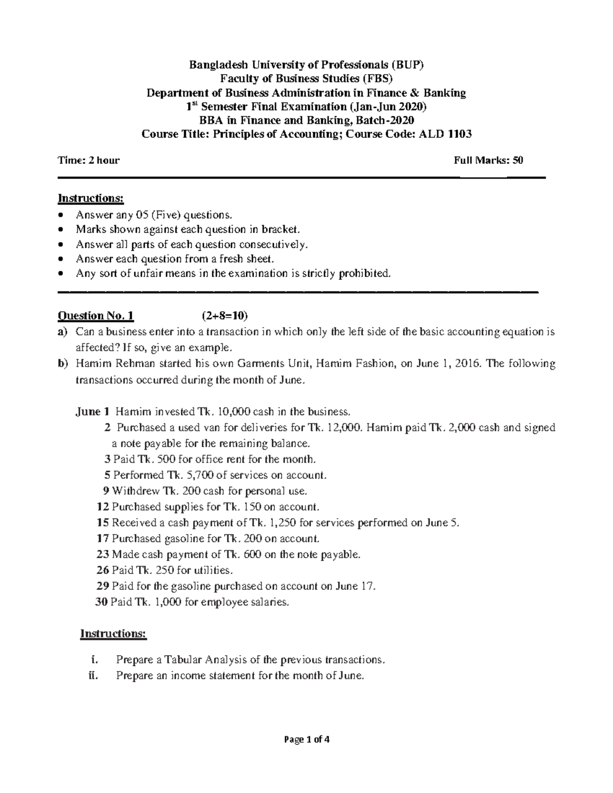 Principles-of-Accounting ALD1103 - Bangladesh University of ...