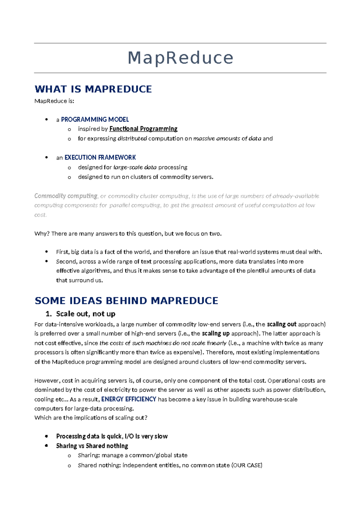 01 The Map Reduce Model - MapReduce WHAT IS MAPREDUCE MapReduce is: a ...