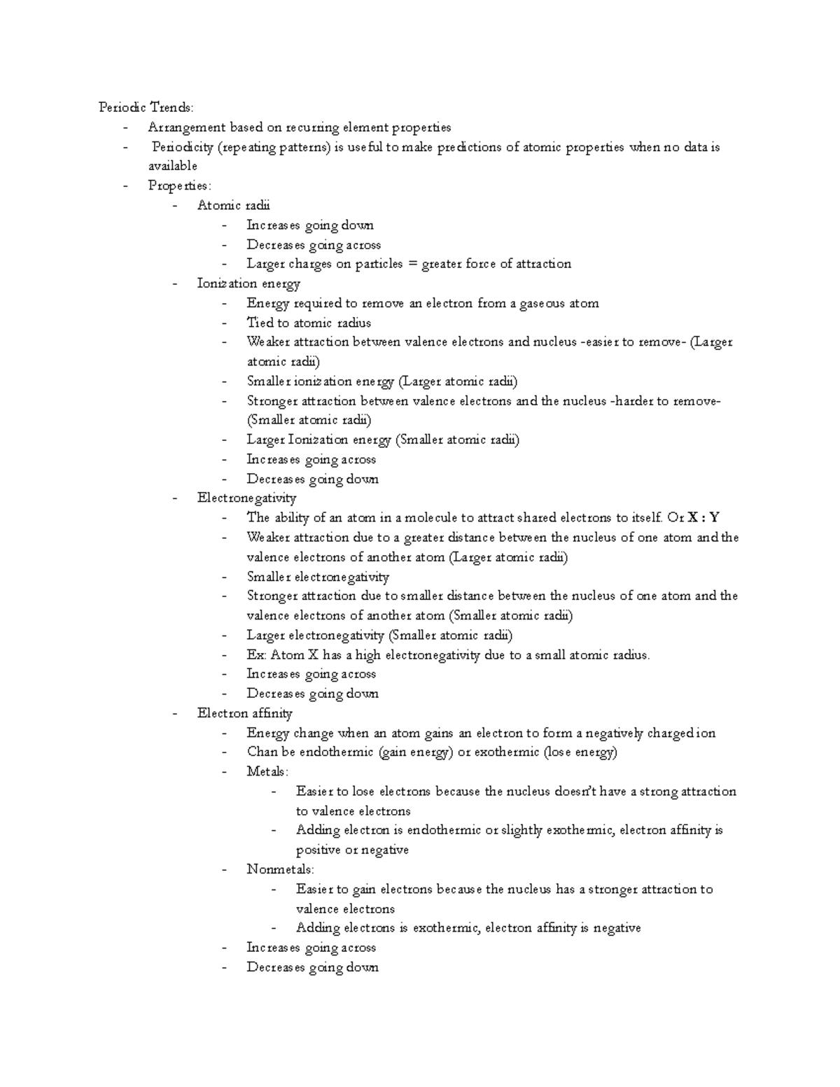Periodic Trends - Or X : Y - Weaker attraction due to a greater ...