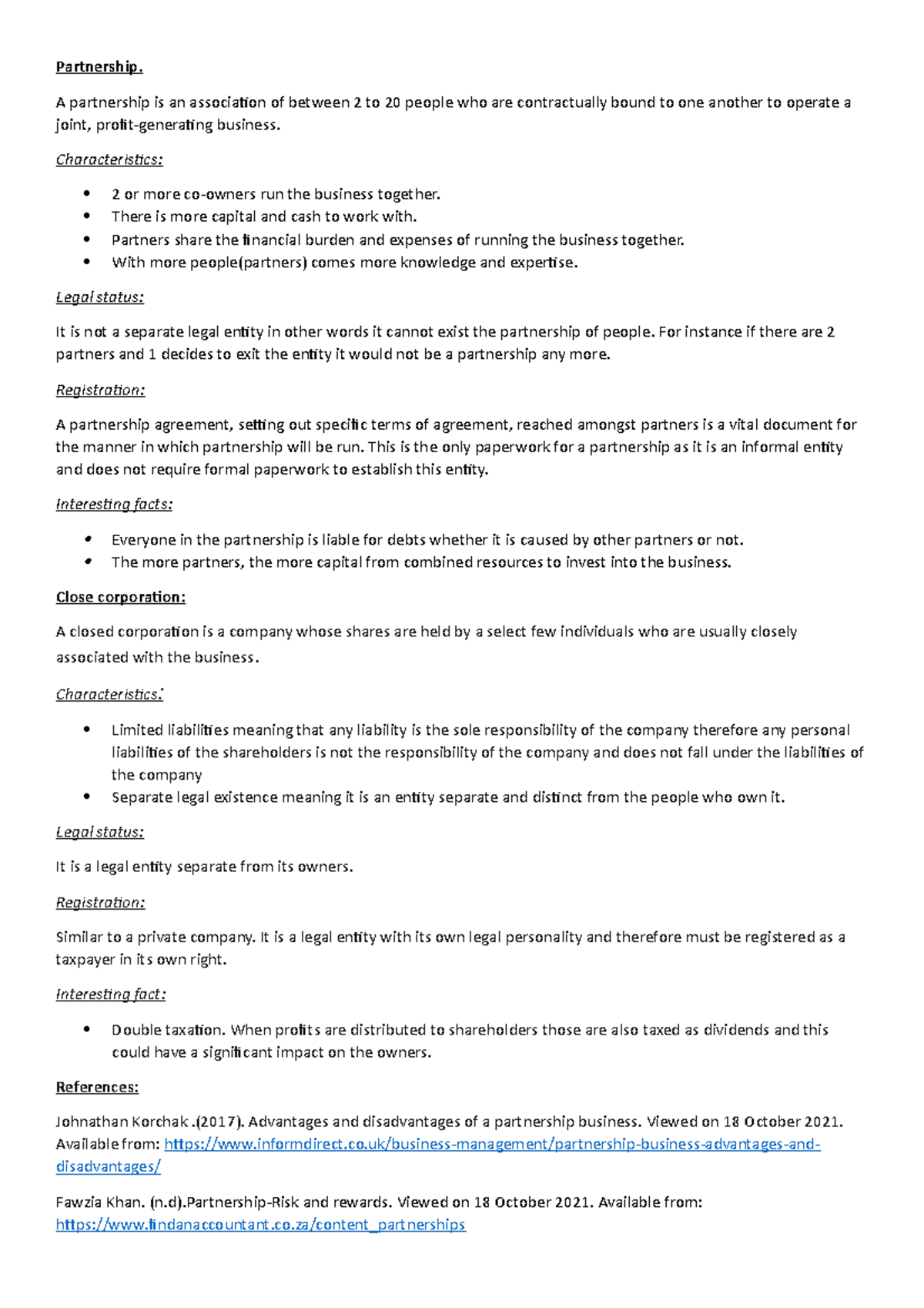 UNIT 1 ACT 1 ACC1 - ....... - Partnership. A partnership is an ...