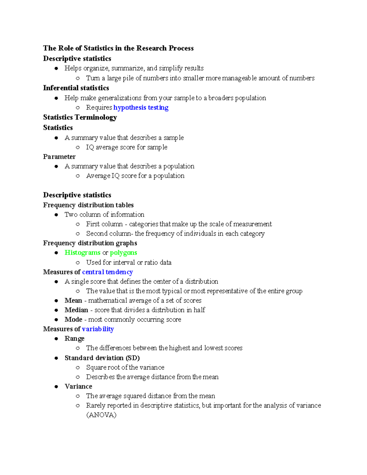 Chapter 15 - lecture notes on the role of statistics in the research ...
