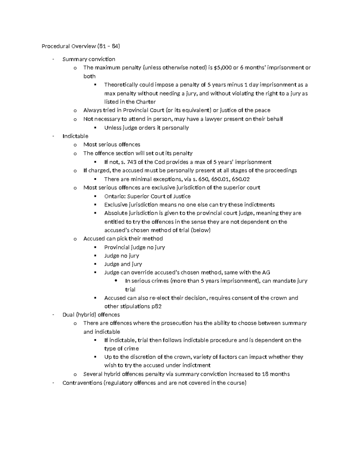 Criminal Class 1 - Procedure and Practice Questions - Procedural ...