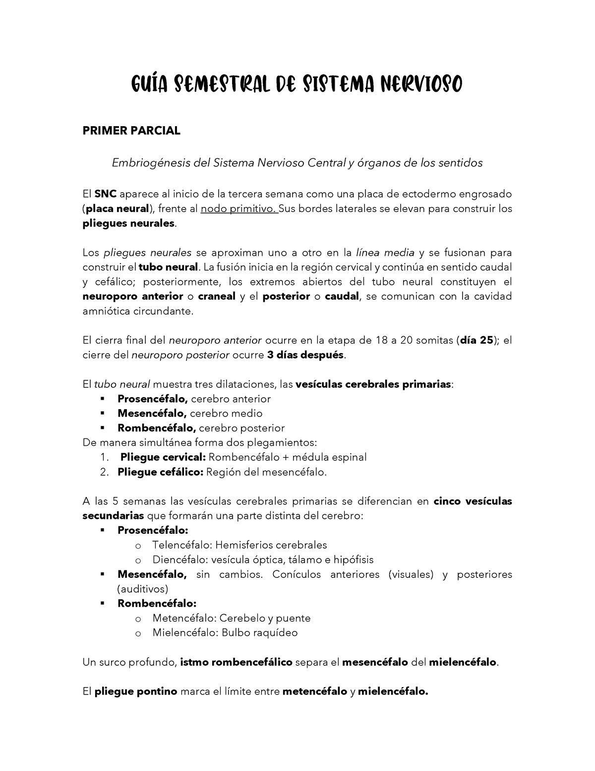 GUÍA Semestral DE Sistema Nervioso - GUÍA SEMESTRAL DE SISTEMA NERVIOSO ...