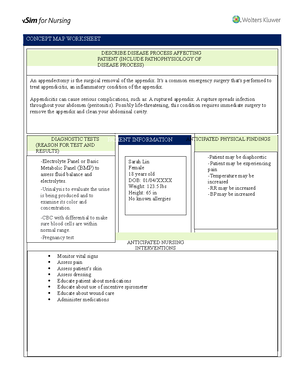 Marvin Hayes Vsim Concept Map Sarah Lin Worksheet - Vsim - Concept Map Worksheet Describe Disease Process  Affecting Patient - Studocu