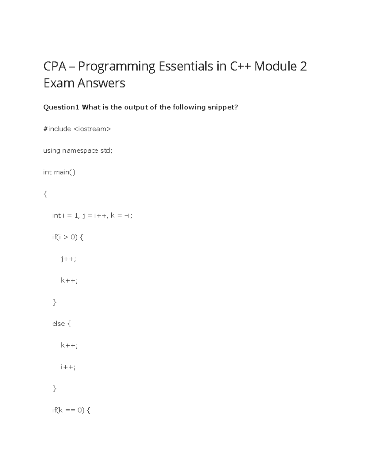 Cisco Module 2 MCQS BY Sfand YARR - CPA – Programming Essentials in C++ ...
