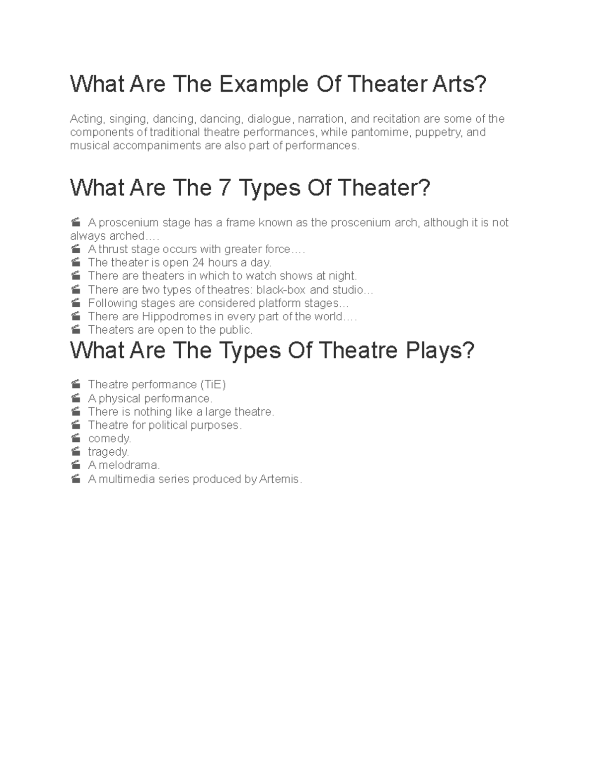 What Are The Example Of Theater Arts What Are The Example Of Theater