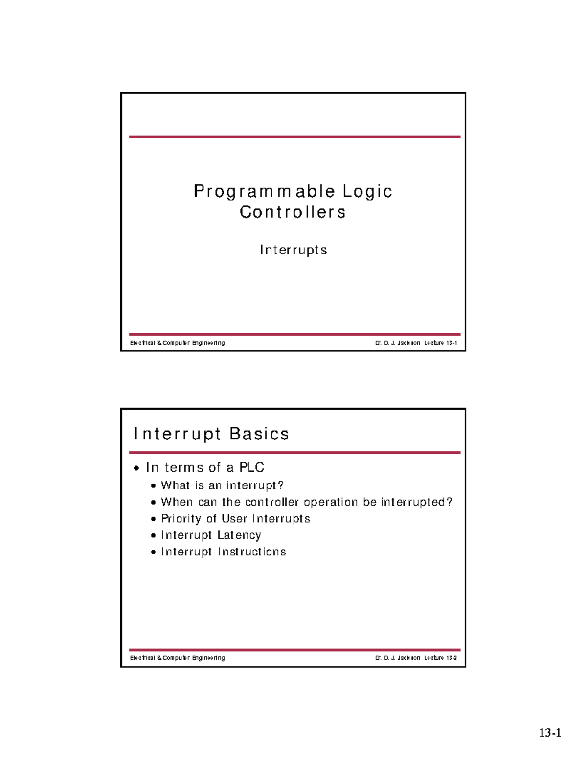 Lec 13 - Interrupts - Programmable Logic Controllers Interrupts ...